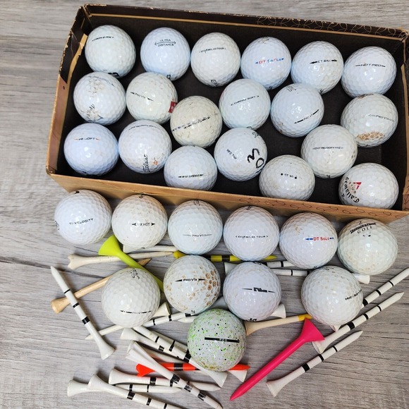 25 White Titleist Nike Bridgestone Calloway DSX Vice Wilson Chaos Golf Balls Tee - Picture 1 of 10